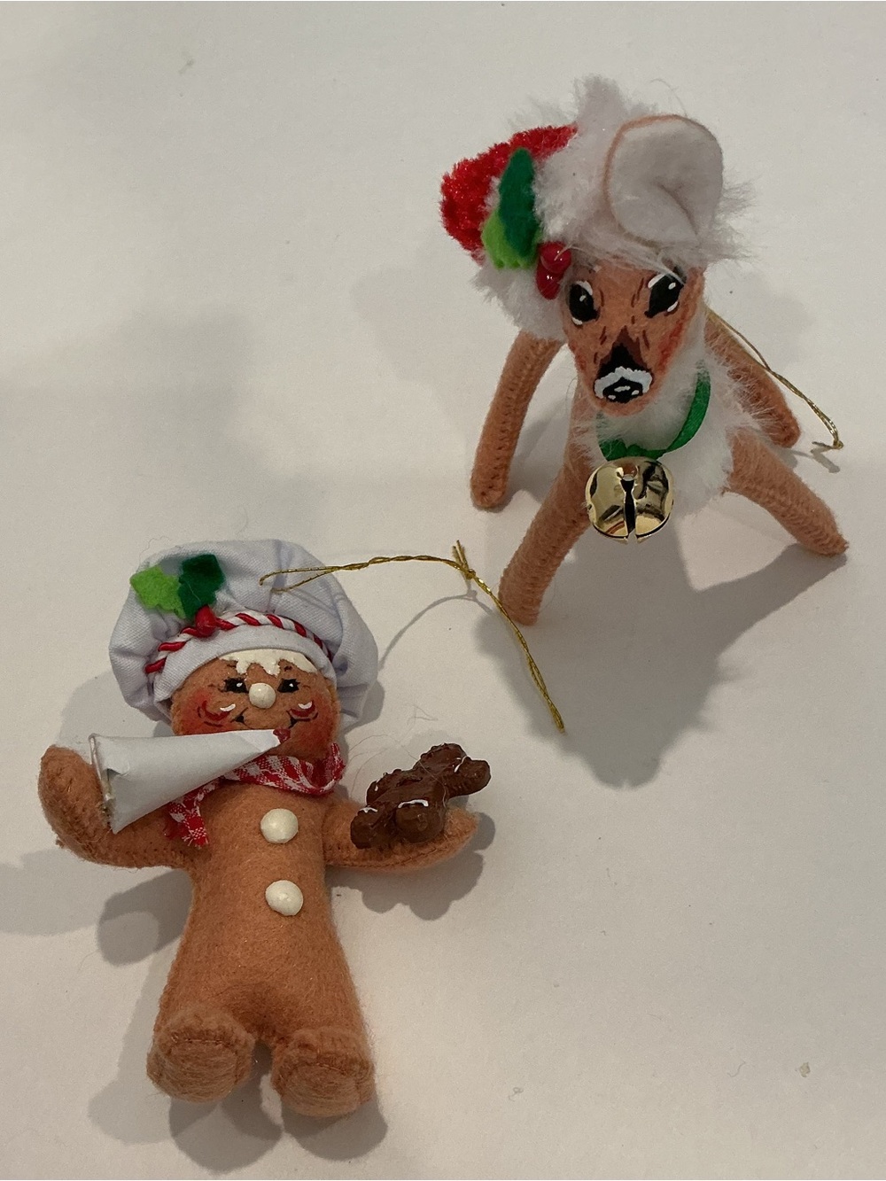 Lot of 2 Annalee 4” Christmas Ornaments Baking Gingerbread Chef & Fawn